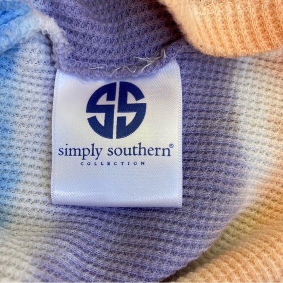 Simply Southern Tie Dye Waffle Knit Lounge Beach Shorts Peach Purple Blue Sz M - Picture 11 of 14